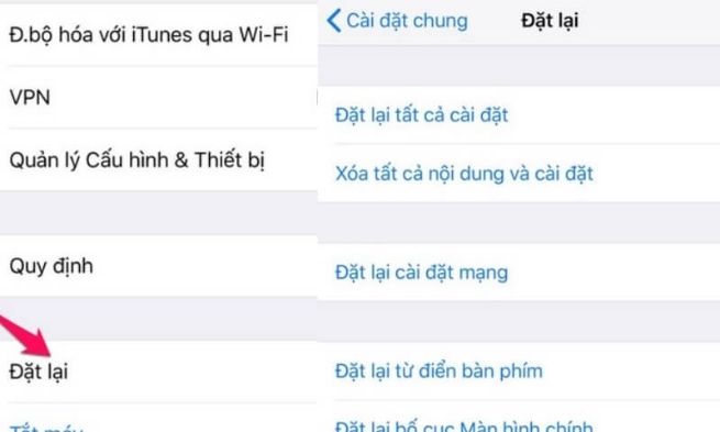 đặt lại setting điện thoại iphone