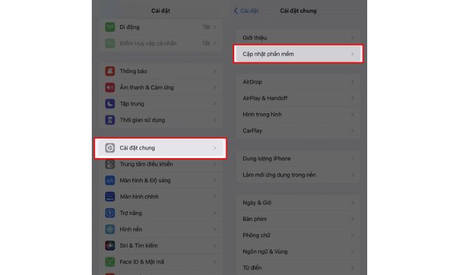 cập nhật ios iphone