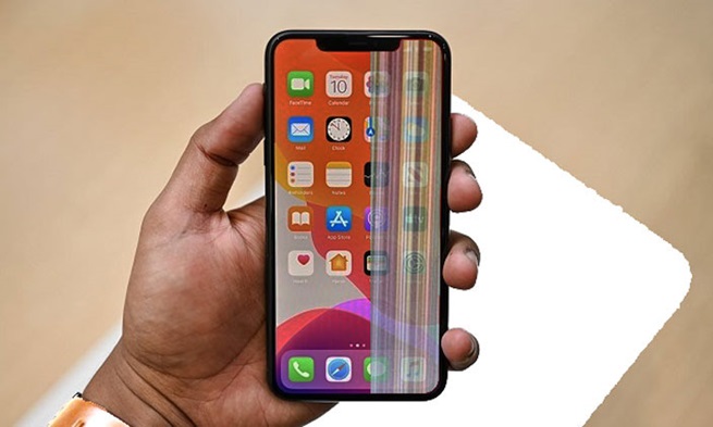 màn hình iPhone 11 bị sọc mờ