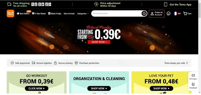 Đăng ký tài khoản Temu trên máy tính