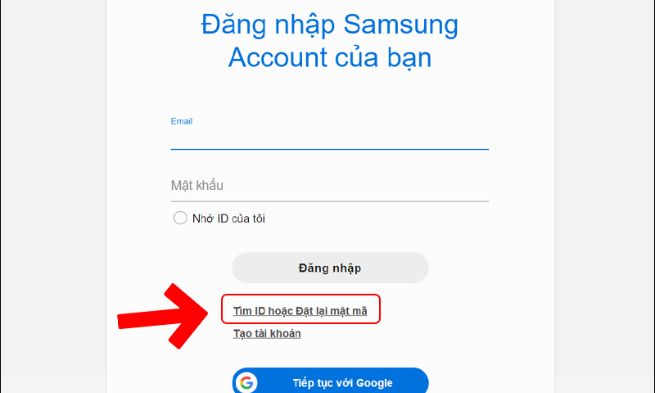 đặt lại mật khẩu samsung