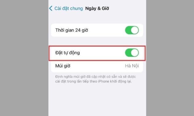 Kiểm tra ngày và giờ trên thiết bị