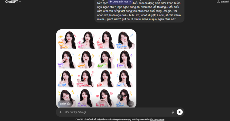 Prompt câu lệnh tạo ảnh sticker trên ChatGPT