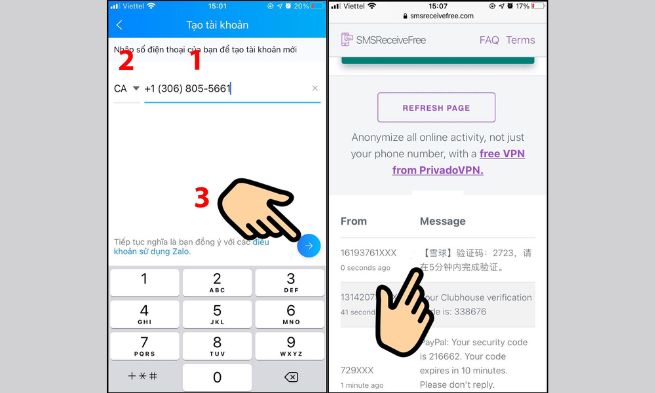 Chờ mã OTP gửi về trang web, sau đó sao chép mã