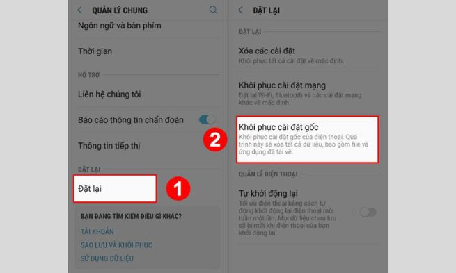 Khôi phục cài đặt gốc điện thoại Samsung