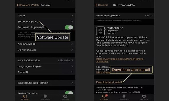 apple watch không hiện thông báo