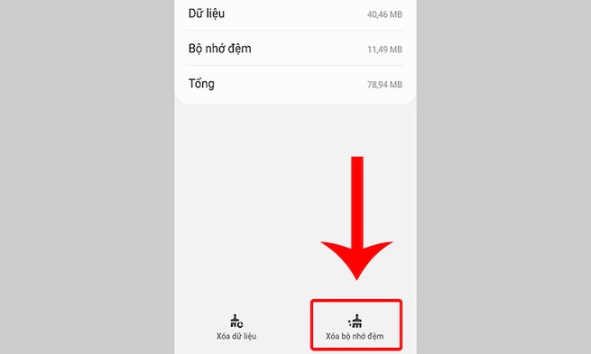 Xóa bộ nhớ cache của ứng dụng