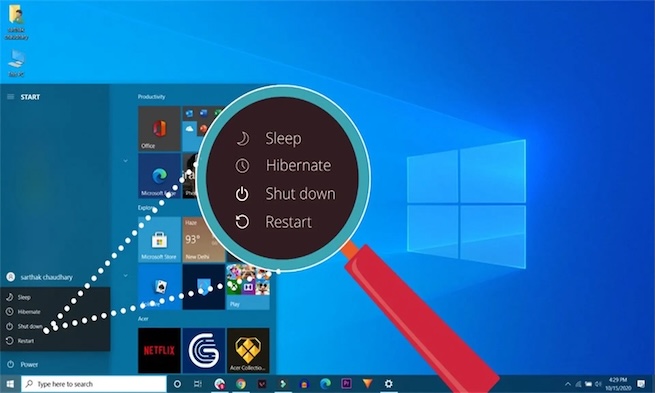 các chế độ tắt máy trên Windows