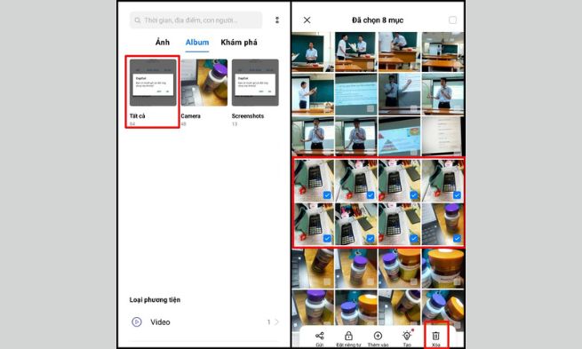 Xóa ảnh, video trùng lặp hoặc không còn cần thiết