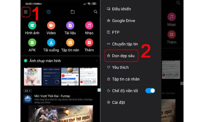 Xóa bộ nhớ khác bằng trình dọn dẹp của điện thoại