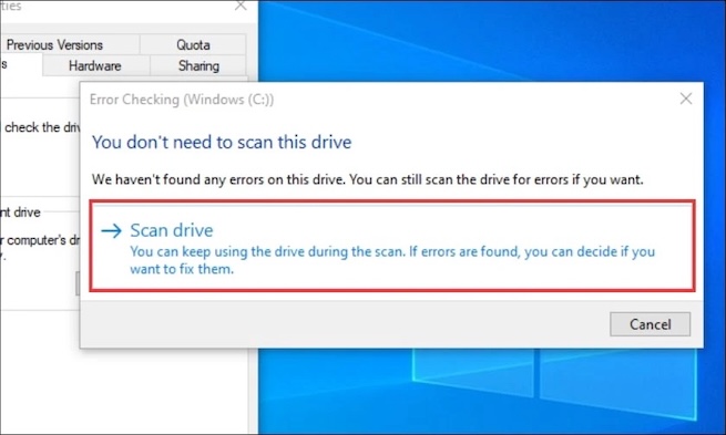 Sửa lỗi ổ cứng bằng công cụ CHKDSK của Windows