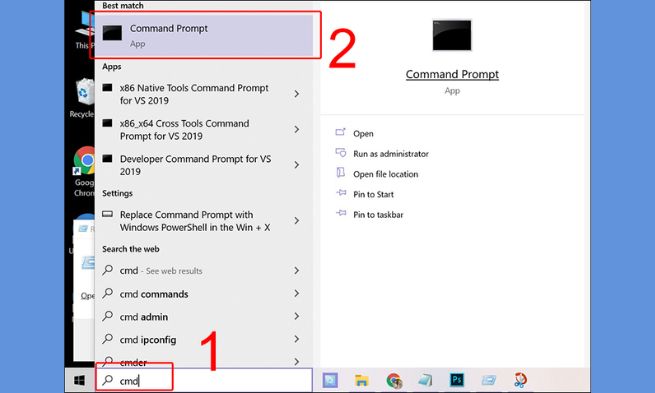 Tắt bằng lệnh Command Prompt (nếu vẫn vào được)