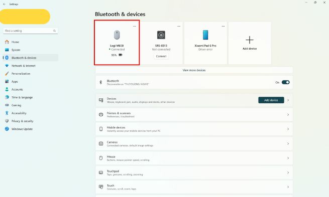 Không kết nối được chuột bluetooth với laptop