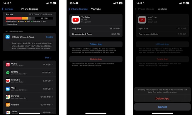 óa bộ nhớ đệm YouTube trên iPhone thông qua phần Cài đặt