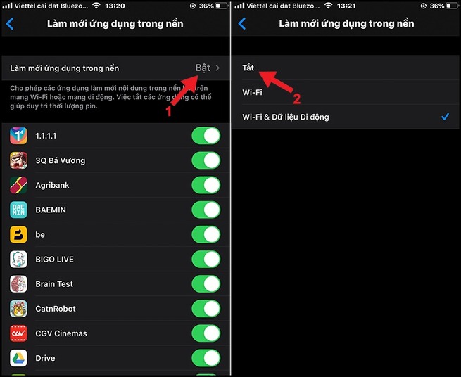 Tắt ứng dụng chạy nền