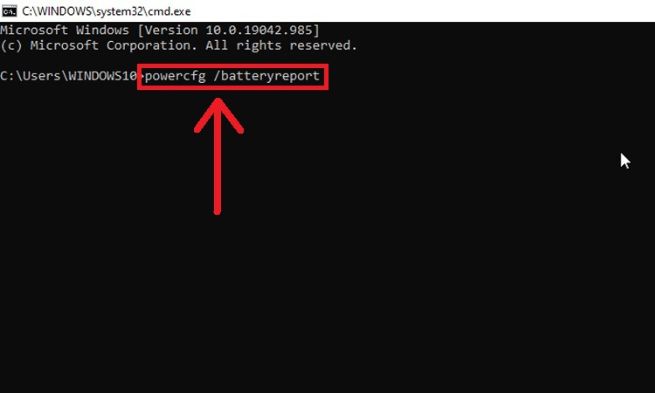 Gõ lệnh powercfg /batteryreport