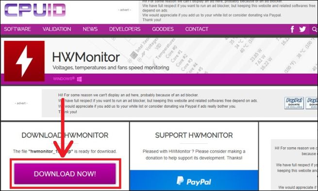 Tải phần mềm CPUID HWMonitor