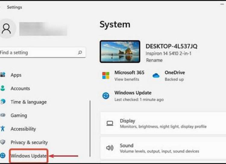 Gỡ bản Windows Update gần đây