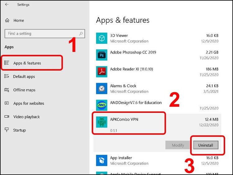 Apps & features
