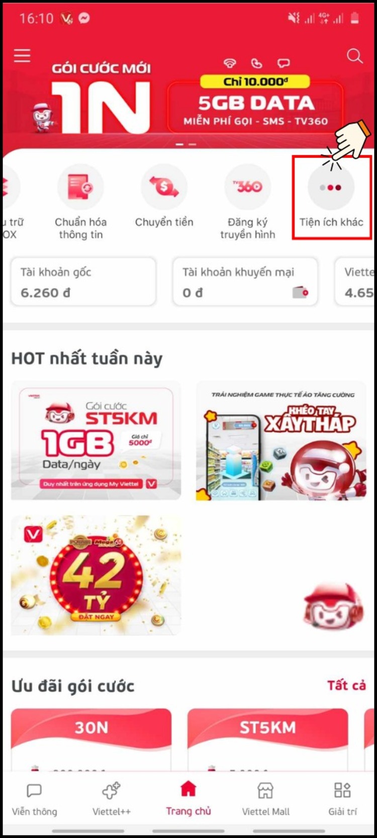 Khôi phục bằng ứng dụng My Viettel