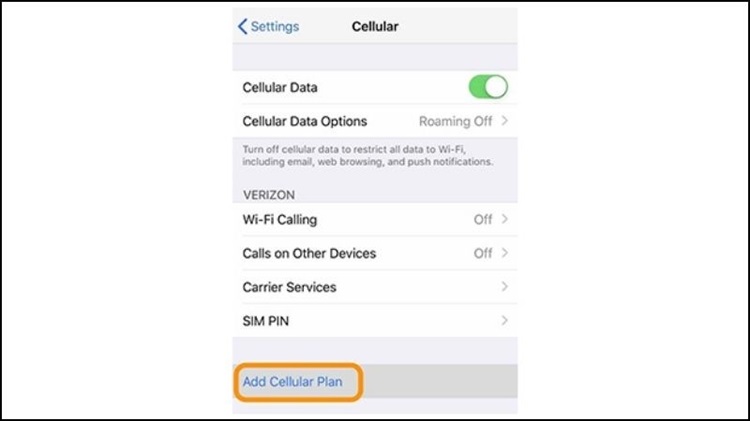 Thêm gói di động (Add Cellular Plan)