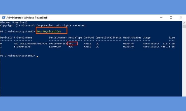 Dùng PowerShell để kiểm tra HealthStatus