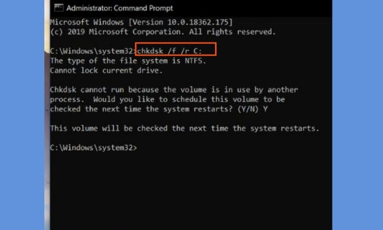 Dùng lệnh CHKDSK để kiểm tra và sửa lỗi