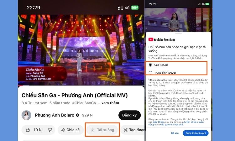 tải xuống trên YouTube