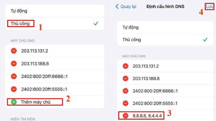 Đổi DNS thủ công iphone