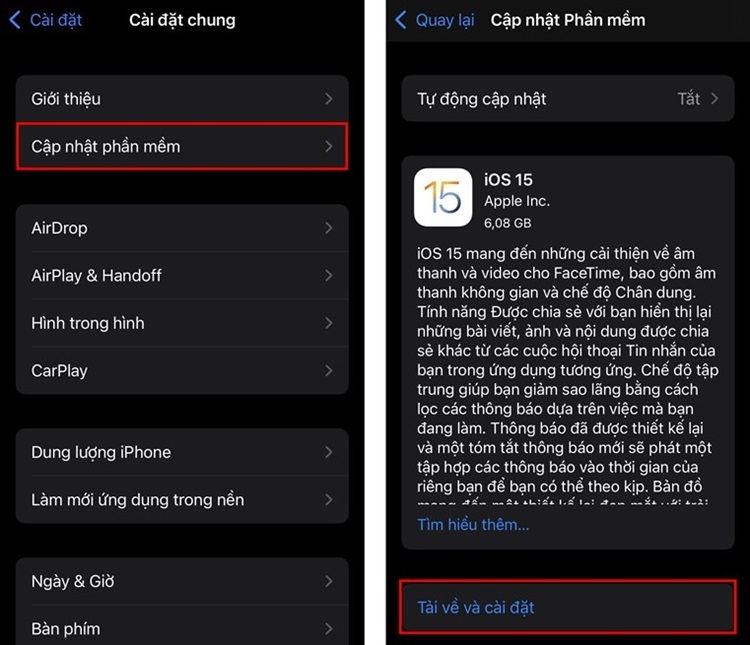 Cập nhật iOS 12.5.7 lên iOS 15 trực tiếp trên iPhone của bạn 