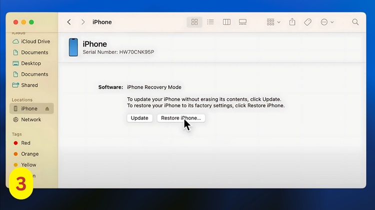 Hạ cấp iOS 18 xuống 17 bằng cách restore iPhone