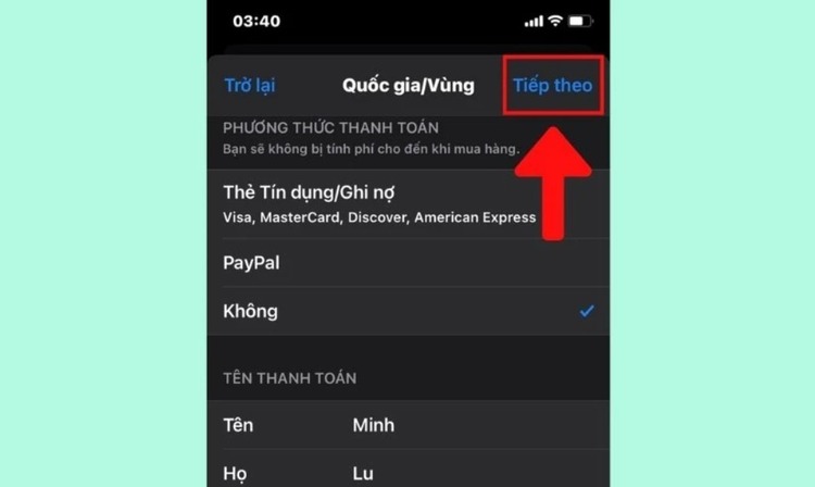 Nhấn Xong để hoàn tất chuyển vùng