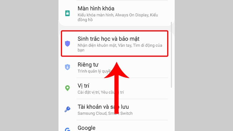 Tìm và chọn mục Bảo mật và quyền riêng tư