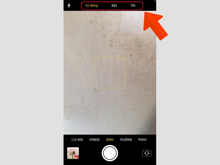Kiểm tra chế độ flash trong camera