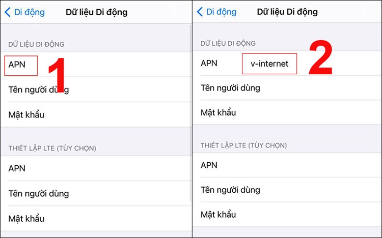 cập nhật APN của nhà mạng iPhone