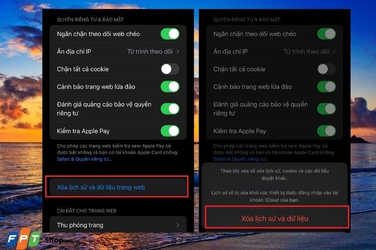 Xóa Cache và cập nhật phần mềm