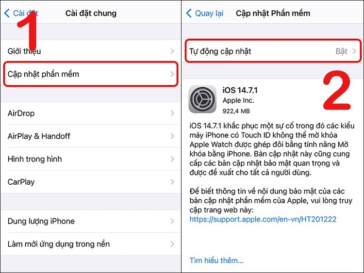 Kiểm tra và cập nhật ứng dụng