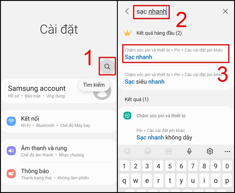 Bật lại chế độ sạc nhanh