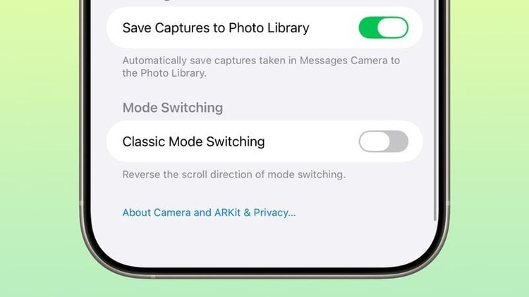 ứng dụng Camera iOS 26 beta 6