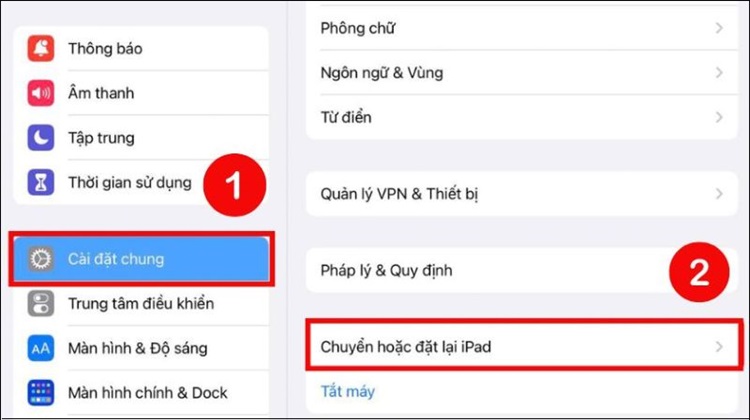 Khôi phục cài đặt gốc cho iPad
