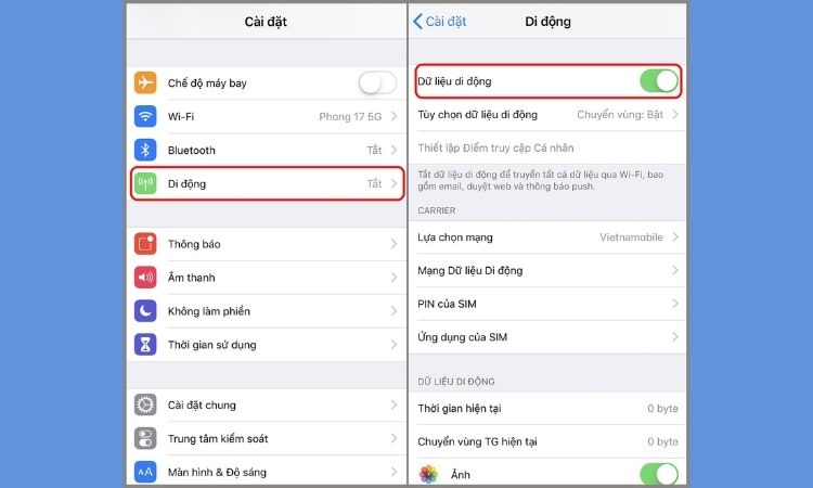 lỗi bật 4g nhưng không vào được mạng