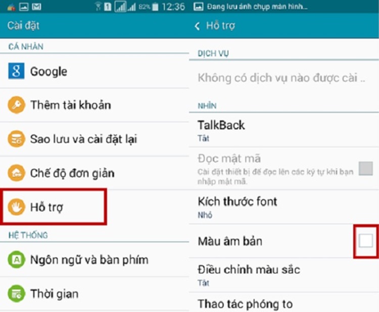 Tắt chế độ Thang xám hoặc Màu âm bản