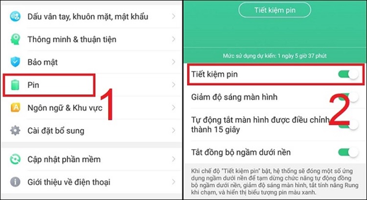 Tắt chế độ Tiết kiệm pin
