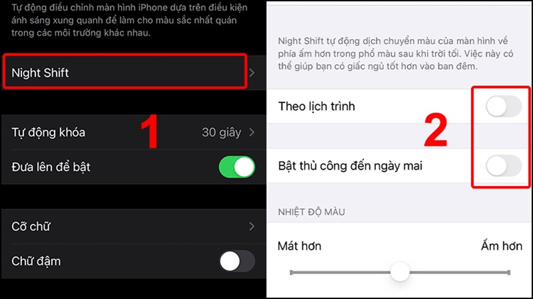Tắt chế độ Night Shift 