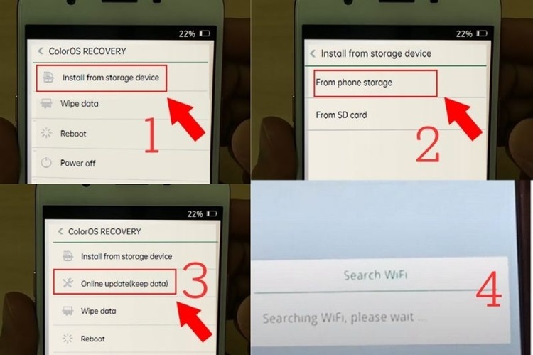 Dùng tùy chọn Install from storage device để khắc phục