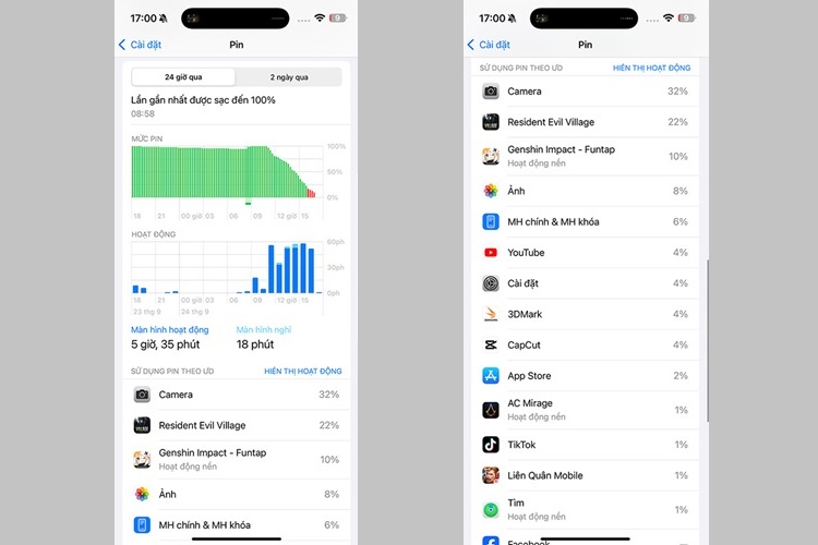 Pin iPhone 16 Pro Max dùng được bao lâu