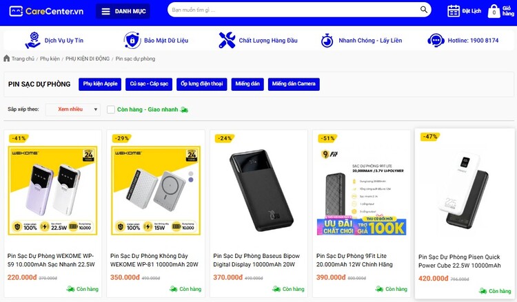 địa chỉ mua pin sạc dự phòng uy tín