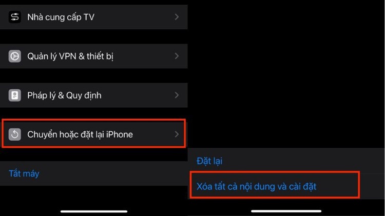 Khôi phục cài đặt gốc (Reset)