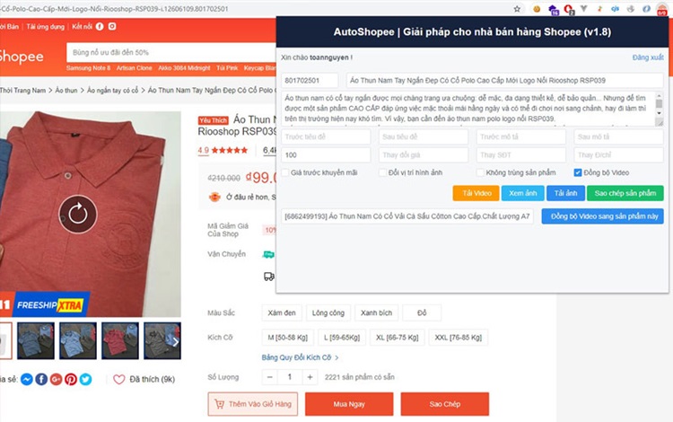 Dùng tiện ích Auto Shopee trên trình duyệt