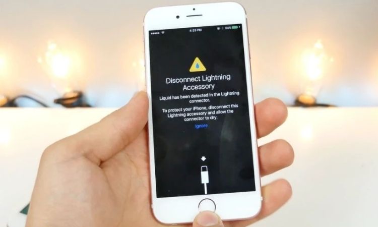 iphone bị ướt cổng sạc